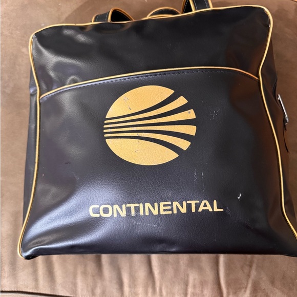 Continental Airlines Vintage Black and Gold Men's Bag
